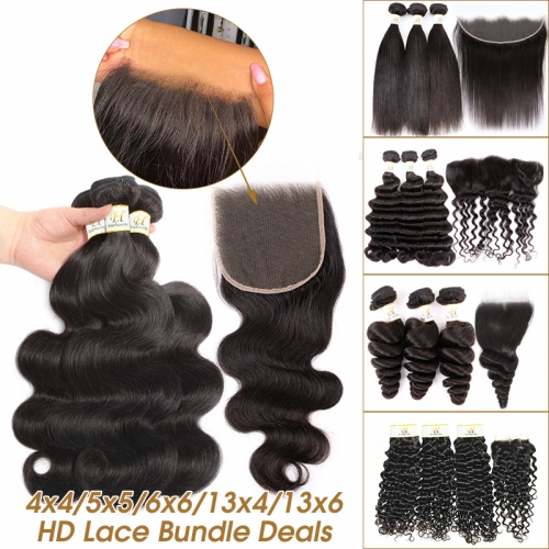 Brazilian Hair 11A Grade Quality 3 Bundles Brazilian Virgin With 4x4 Closure & Frontal bundle deals