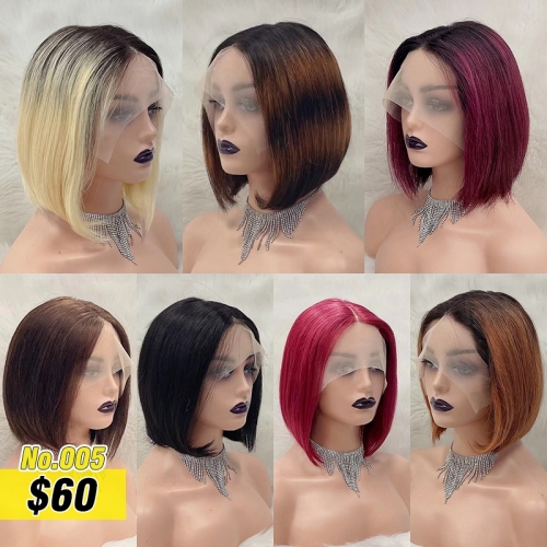 Colored T-Part 13x4x1 lace Bob Wig SIlky Straight 150% Density