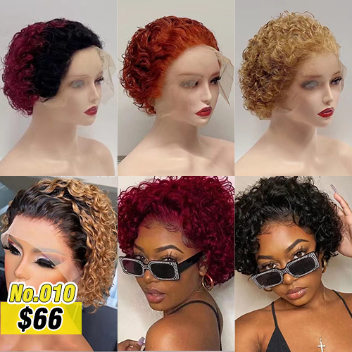 13x4 Lace Pixie Cut Wig Short Bob Curly 100% Human Hair Transparent Lace Wig