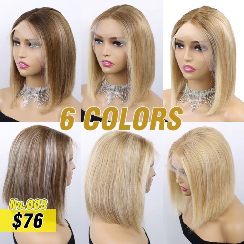 Ombre T-Part 13x4x1 Lace Bob Wig 150% Density 6 Colors 100% Human Hair