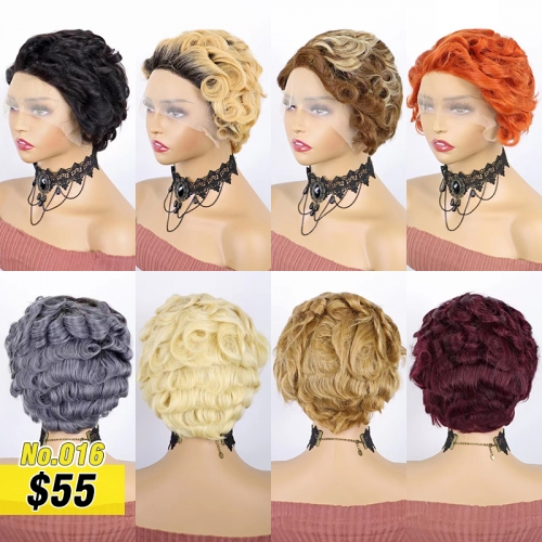 T-Part Lace Pixie Cut Wig Cheap Wig 100% Human Hair Wig Very Low Price