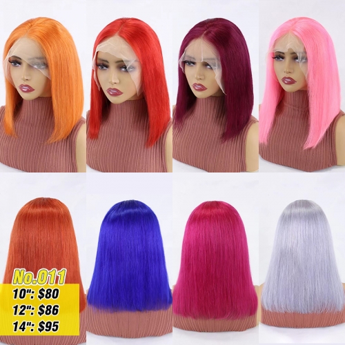 13x4 Transparent  Lace Colored Bob Wig 150% Density 100% Human Hair Bob Wig